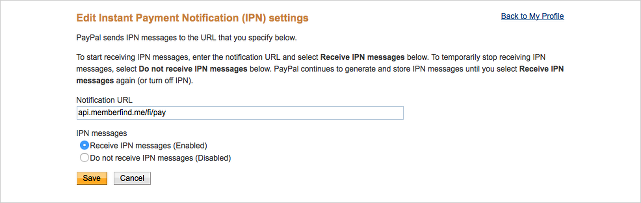 Paypal IPN Settings