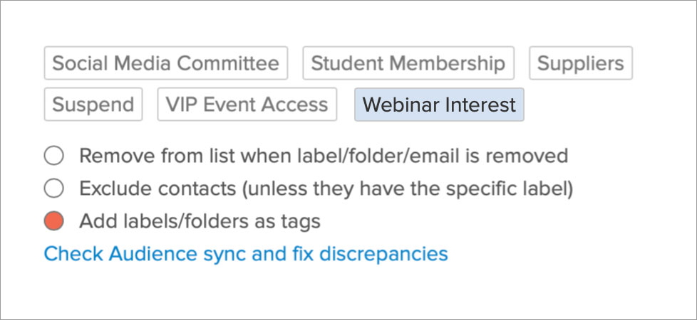 MailChimp tags integration