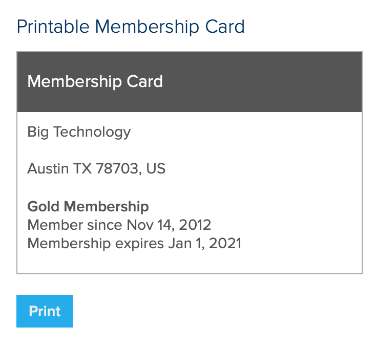 Membership card sample