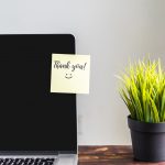 thank you note on a laptop