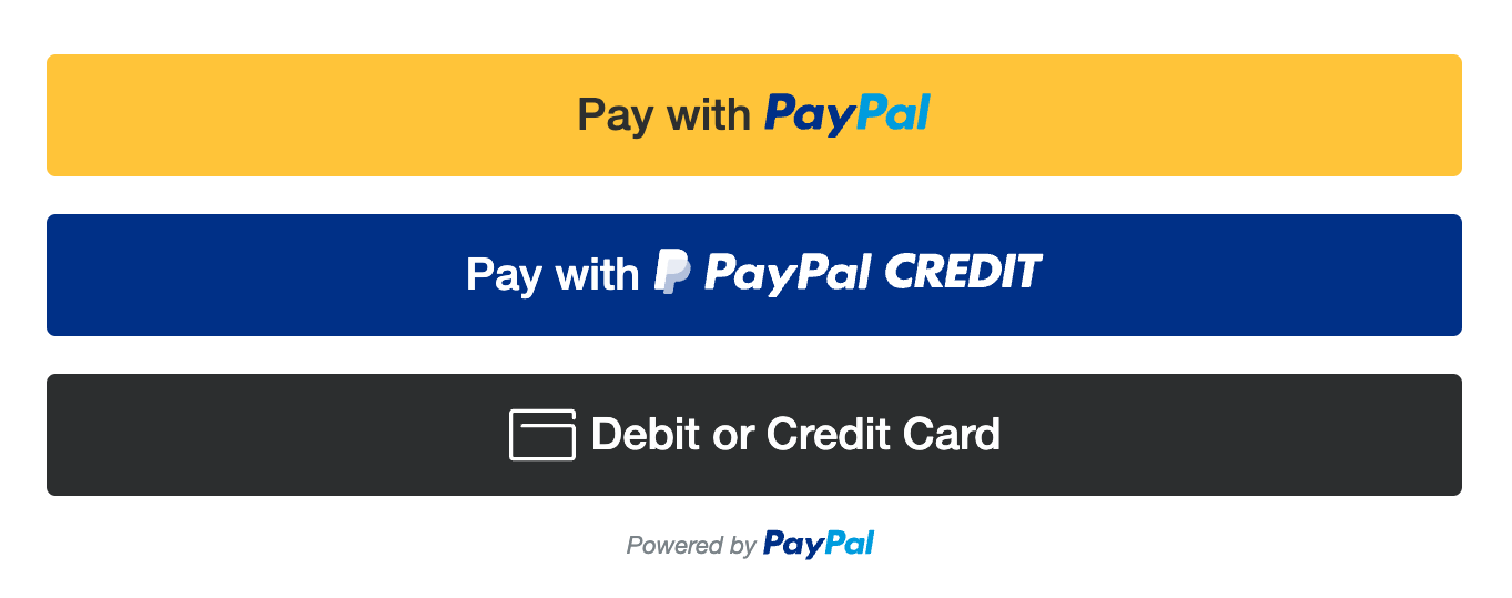 Paypal Checkout payment choices