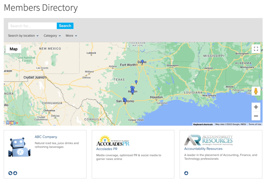 member directory map (screenshot)