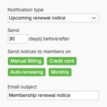 Renewal notice sending options (screenshot)